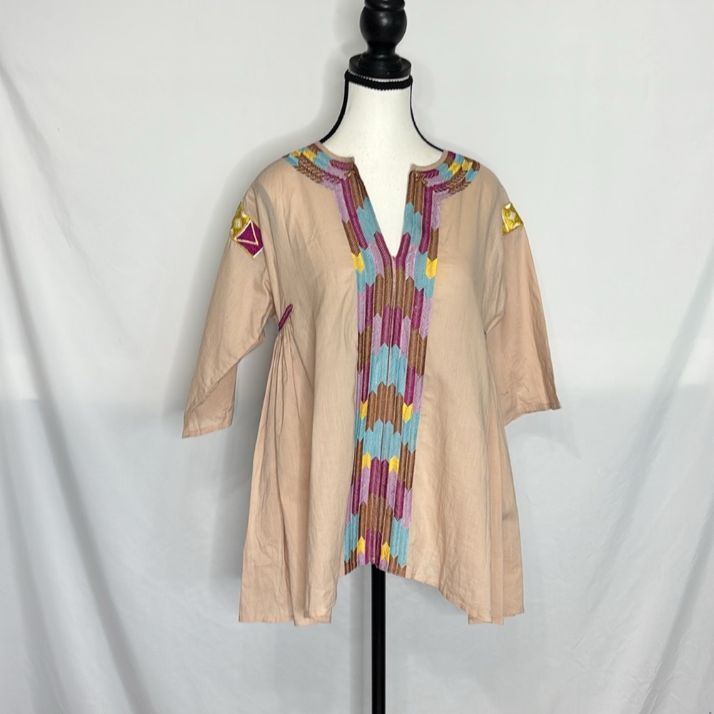 Roberta Roller Rabbit Embroidered Tunic in Nude